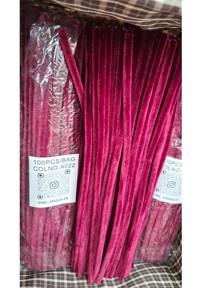 Renk Kod A022 Şönil 100 Lü Vişne Bordosu 30 Cm - Yoğun Tüylü Hobi Çubuğu Tel 100 Lü Paket