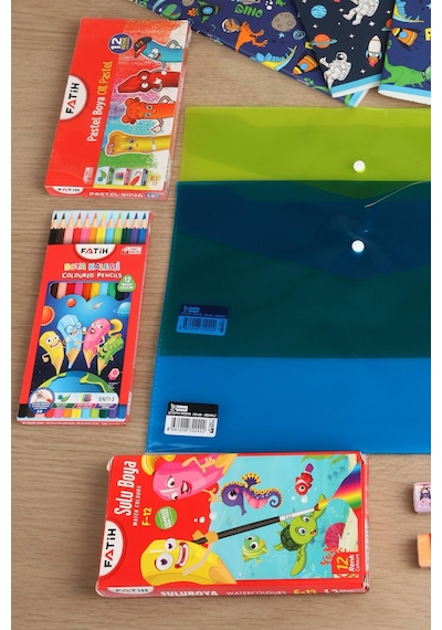 X Dekomus Rainbow Sort Collection 70 Parça Full Boyama Seti İle 3 Adet A4 Defter, Çıtçıt Dosya Altın
