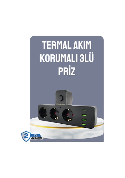 Anahtarlı Çoklu Priz 3 Usb 1 Type-c Hızlı Şarj Destekli Normal