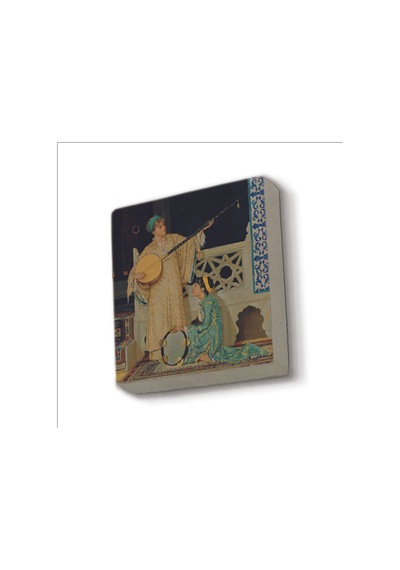 İki Müzisyen Kız Osman Hamdi Bey, 1880 Baskılı Taş Magnet 5x5