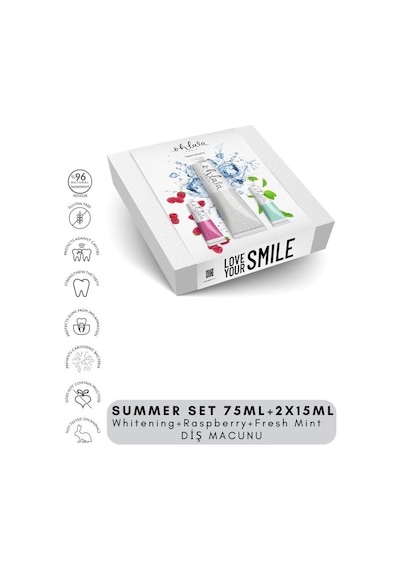 Ohlala Whitening 75 Ml + Fresh Mint 15 Ml + Raspberry Mint 15 Ml Summer Set Diş Macunu