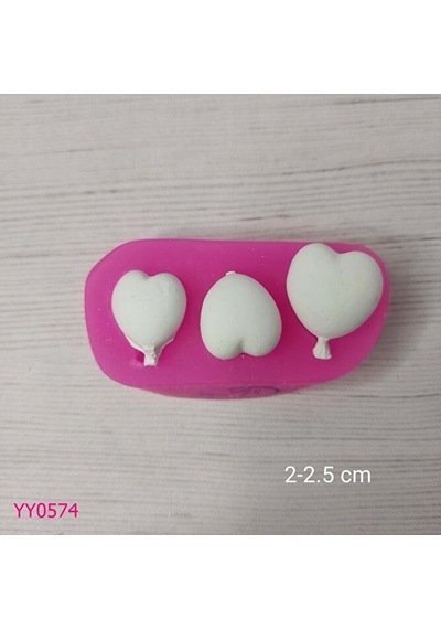 Yy0574 Üçlü Kalpli Balon Silikon Kalıp