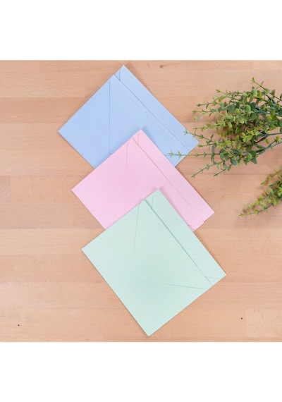 Lexroo Standart Zarf Seti, 13x18 Cm 6 Adet Açık Mavi-açık Pembe-su Yeşili