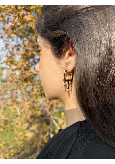 Melted Gold Hoop Küpe Altın