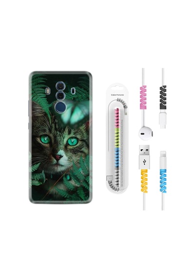Huawei Mate 10 Pro Kılıf Kablo Koruyuculu Blue Butterflys 1350