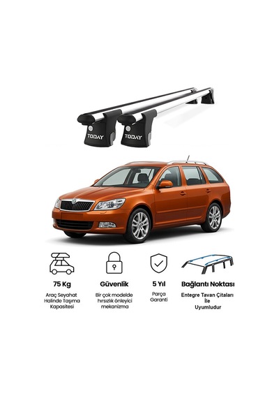Trio-ı Skoda Octavia Kombi 2013 Ve Sonrası Uyumlu Kilitli Ara Atkı 120cm Port Bagaj Tavan Barı