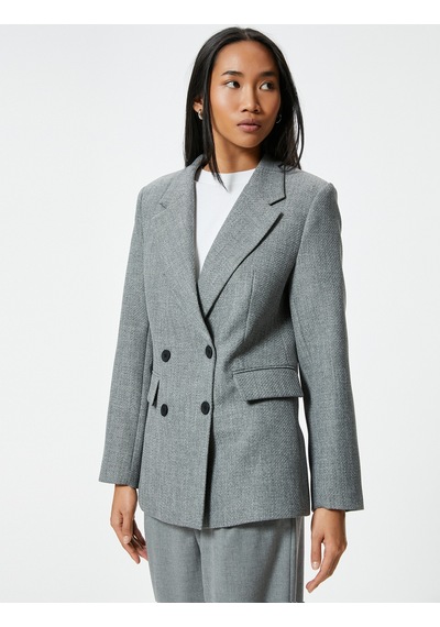 Koton Kruvaze Blazer Ceket Ters Yaka Kapaklı Cep Detaylı Dokulu Antrasit Melange 5wak50014uw Antrasit Koton Kruvaze Blazer Ceket Ters Yaka Kapaklı Cep Detaylı Dokulu Antrasit Melange 5wak50014uw Antrasit
