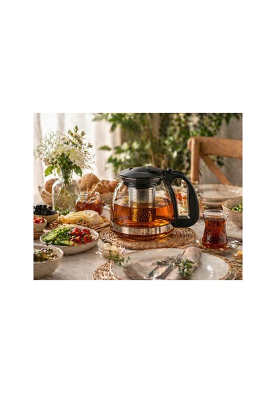 1100 Ml Isıya Dayanıklı Süzgeçli Borosilikat Çay Demliği 13 Cm Diğer