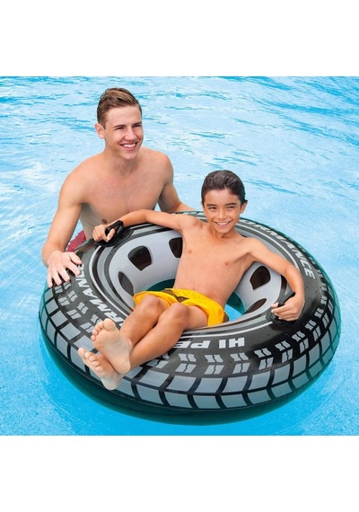 Intex Tutunmalı Deniz Simiti Araba Lastiği Desenli 114cm - 56268 Siyah