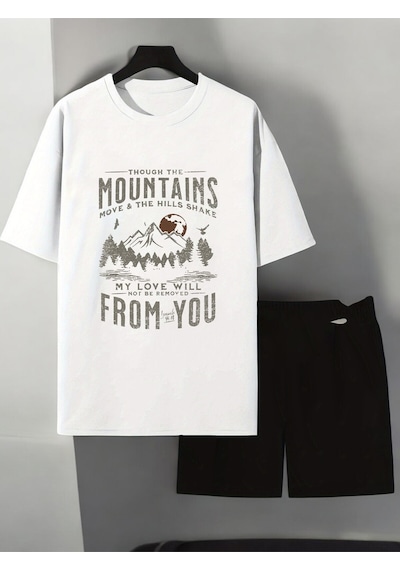 Uyguntarz Unisex From You Baskılı Tasarım Şort Takım Beyaz