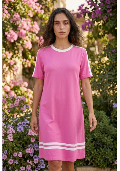 Soulshae Kadın Viskon Bisiklet Yaka Kısa Kollu Şerit Detaylı Midi Elbise Pembe Soulshae Kadın Viskon Bisiklet Yaka Kısa Kollu Şerit Detaylı Midi Elbise Pembe