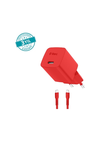 Ttec Smartcharger Gan 20w Pd Seyahat Hızlı Şarj Aleti + Usb-c - Usb-c 3a Kablo Neon