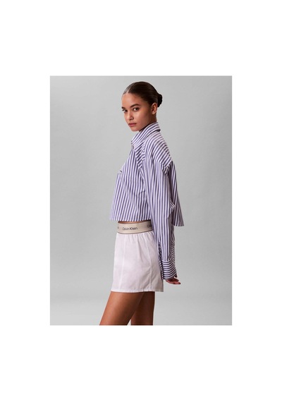 Calvin Klein Beyaz Kadın Pijama Alt Logo Super Poplın Short-16137