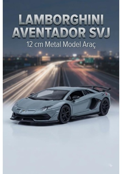 Hobbiez Lisanslı Lamborghini Aventador Kapıları Açılabilir Model Diecast 1.36 Ölçek Metal Model Araç Gri