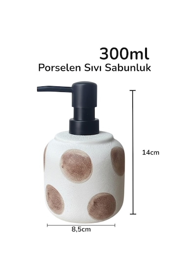Taş Dokulu Porselen Sıvı Sabunluk Kahverengi Benekli 300ml