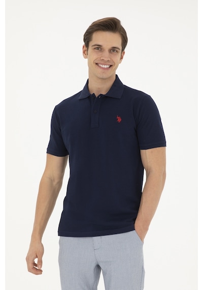 U.S. Polo Assn. Erkek Slim Fit Polo Yaka Lacivert Basic Tişört 50279573-VR033