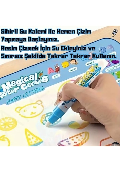 Vahşi Orman Hayvanları Temalı Sulu Sihirli Boyama Halısı - Özel Sulu Kalem Ile Water Painting Su Mat Genel