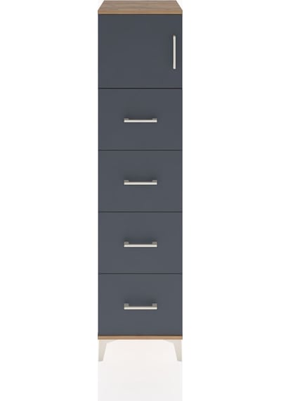 Hyperion Dolap Tek Raflı 4 Çekmeceli Tek Kapaklı 44x44x182 Çam-antrasit Atlas Çam