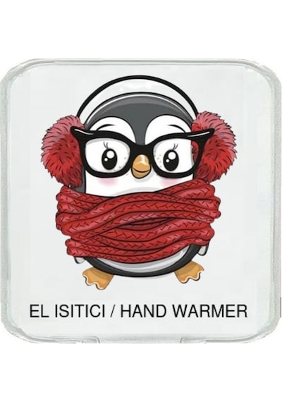 Atkılı Penguen Cep Sobası,el Isıtıcı,sıcak Su Torbası Pvc 10x9,5cm Beyaz