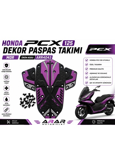 Honda Pcx 125 Dekor Paspas Takım Mor-(2025-2026)-Arr4043 Sıyah-Mor