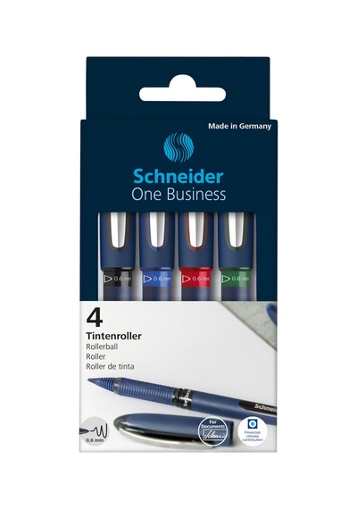 Schneider One Business Konik Uçlu Roller Kalem, 0,6 Mm, 4 Adet