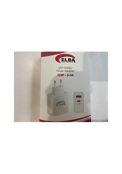 Elba Elb15 25w 3.0a Usb-a To Usb-c Çift Girişli Hızlı Şarj Akım Koruma Isıya Dayanıklı Ev Şarj Kafa Çok Renkli