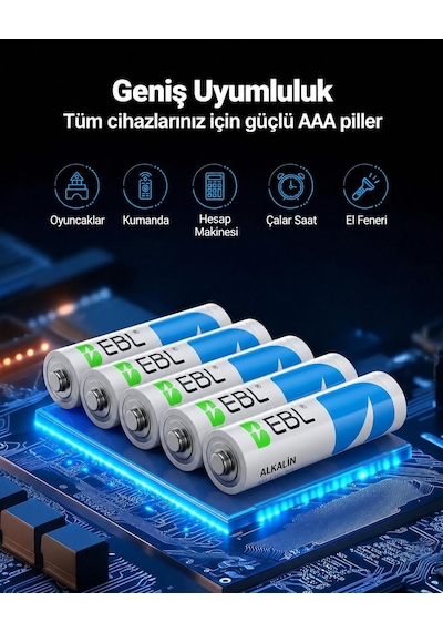 Ebl Aaa Pil 24 Lü Paket, 1,5v Alkalin İnce Kalem Pil