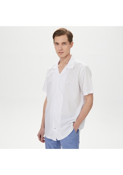 Nautica Erkek Beyaz Classic Fit Kısa Kollu Gömlek Düz W35511t Beyaz