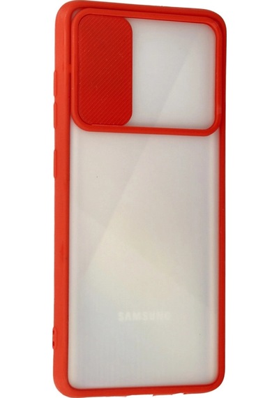 Samsung Galaxy A71 Kılıf Palm Buzlu Kamera Sürgülü Silikon - Kırmızı