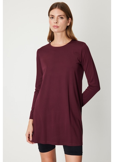 On Kadın Uzun Kollu Basic Tunik 61421 Bordo Bordo