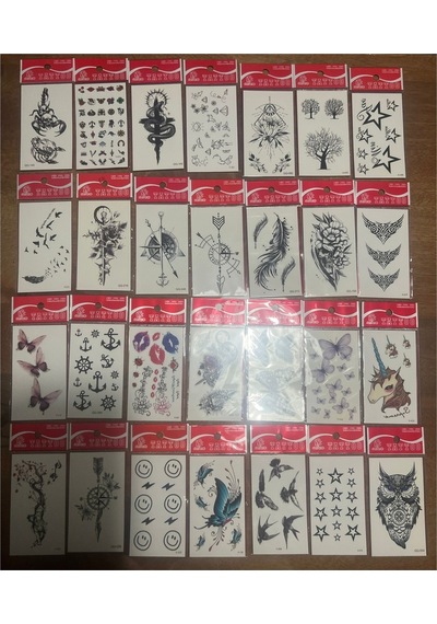 Airbrush Tattoo Minimal Yapıştırma Geçici Dövme Seti 30'lu Seri4