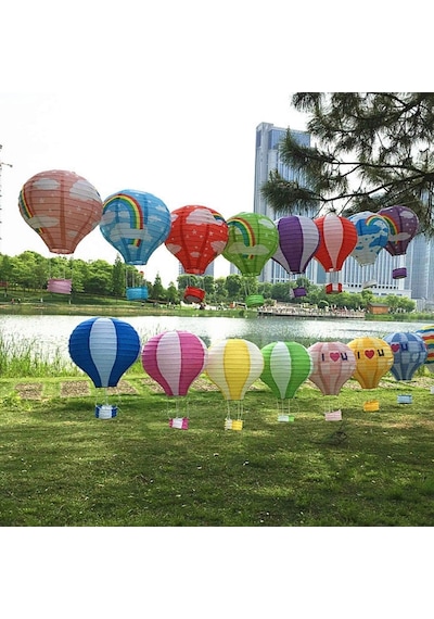 Buffer Dekoratif Renkli Kağıt Dilek Feneri Balonu Renkli Uçan Balon 11