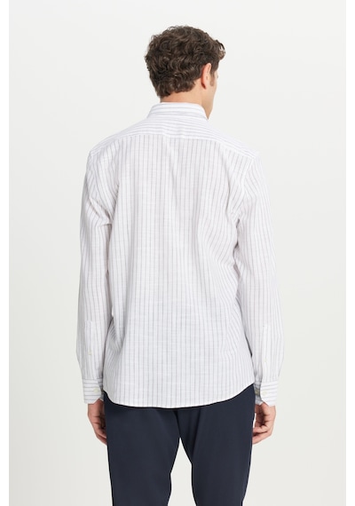 AC&Co / Altınyıldız Classics Erkek Grı %100 Pamuk Slim Fit Dar Kesim Düğmeli Gömlek Yaka Armürlü Gömlek Gri