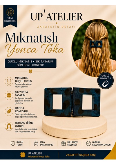 Mıknatıslı Kemik Kare Toka 6cm Lacivert