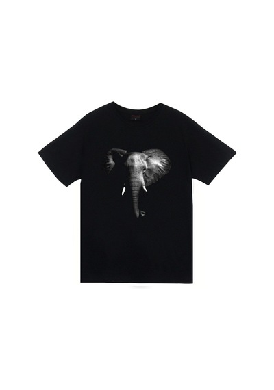 Stoned&Fame Unisex Siyah Fil Baskılı T-shirt SIYAH