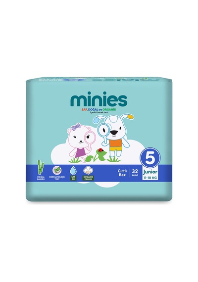 Minies Bebek Bezi Junior 5 Beden 11-18 Kg 32 Adet - 8 Adet Tarı 3 - 5 Yaş