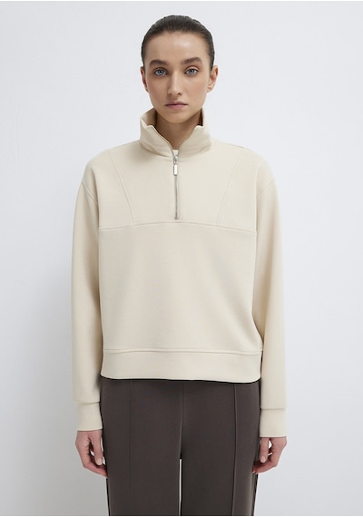 Mavi - Yarı Fermuarlı Ekru Tencel Sweatshirt 1s10488-70005 Ekru