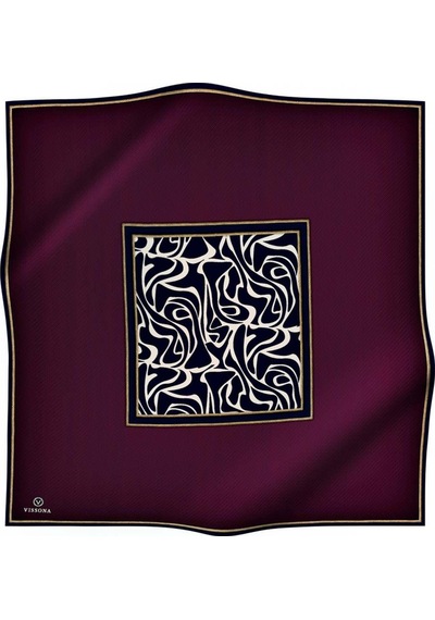 Vissona Lacivert-mürdüm Zebra Desenli Tivil İpek Eşarp 17536-33-18