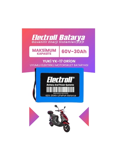 Yuki Yk-17 Orion Uyumlu Batarya Maksimum Kapasite Lifepo4 60v 30ah Elektrikli Motosiklet Bataryası