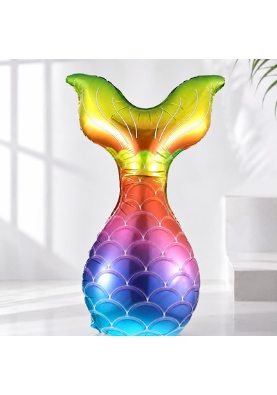 Folyo Balon Deniz Kızı Kuyruğu Rengarenk 36 İnç Mermaid Parti Süsü Dekor Balon Çok Renkli