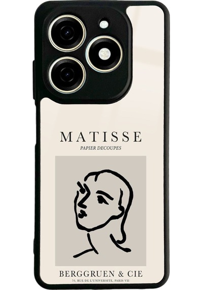 Tecno Spark 20c Matisse Papier Tasarımlı Glossy Telefon Kılıfı Siyah