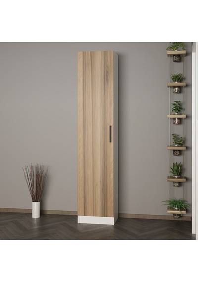 Minar Kale 210 Cm 1 Kapaklı 1b Raf Portmanto Beyaz Dore