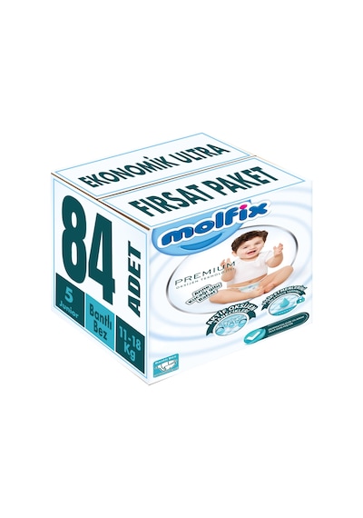 Molfix Premium Bebek Bezi Beden:5 11-18kg Junior 84 Adet Ekonom 5 Numara
