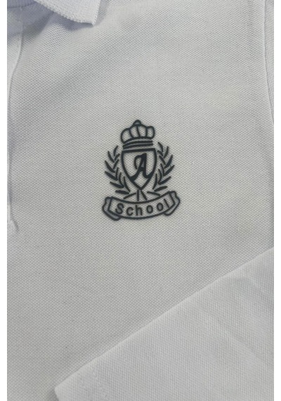 Polo Yaka Basic Erkek Çocuk Sweatshirt-91028 Beyaz