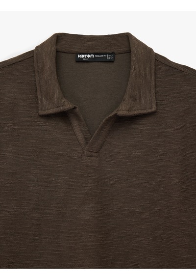 Koton Regular Fit Kısa Kollu Basic Polo Yaka Tişört Kahverengi 6sam10426mk Kahve