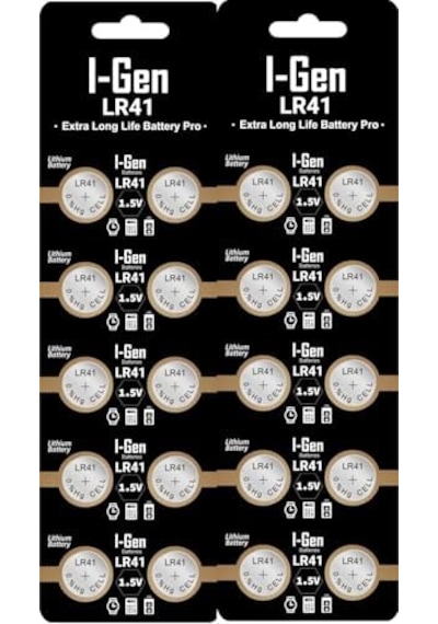 I-gen Batteries Lr41 1.5v Alkalin Düğme Pil Ag3, G3, 192, L736 20 Adet