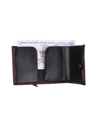 Ozka Leather Collection Nakışlı Mekanizmalı Cüzdan Yazlık Kirmizi