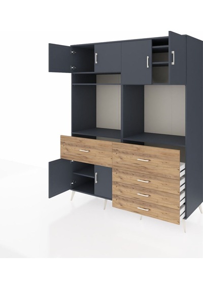 Kronos Gardrop 7 Raflı 5 Çekmeceli 6 Kapaklı 176x59x221 Antrasit-antrasit/çam Antrasit/çam Kronos Gardrop 7 Raflı 5 Çekmeceli 6 Kapaklı 176x59x221 Antrasit-antrasit/çam Antrasit/çam
