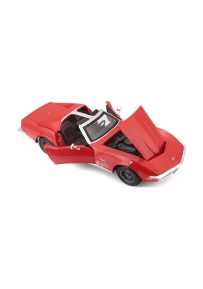 Maisto Lisanslı Metal 1970 Corvette 1:24 Ölçekli Kaputu Ve Kapısı Açılabilir Oyuncak Model Araba Kırmızı