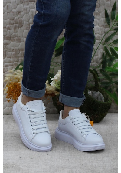 Fort B-150 Beyaz Rahat Kalın Taban Sneaker Erkek Spor Ayakkabı Beyaz